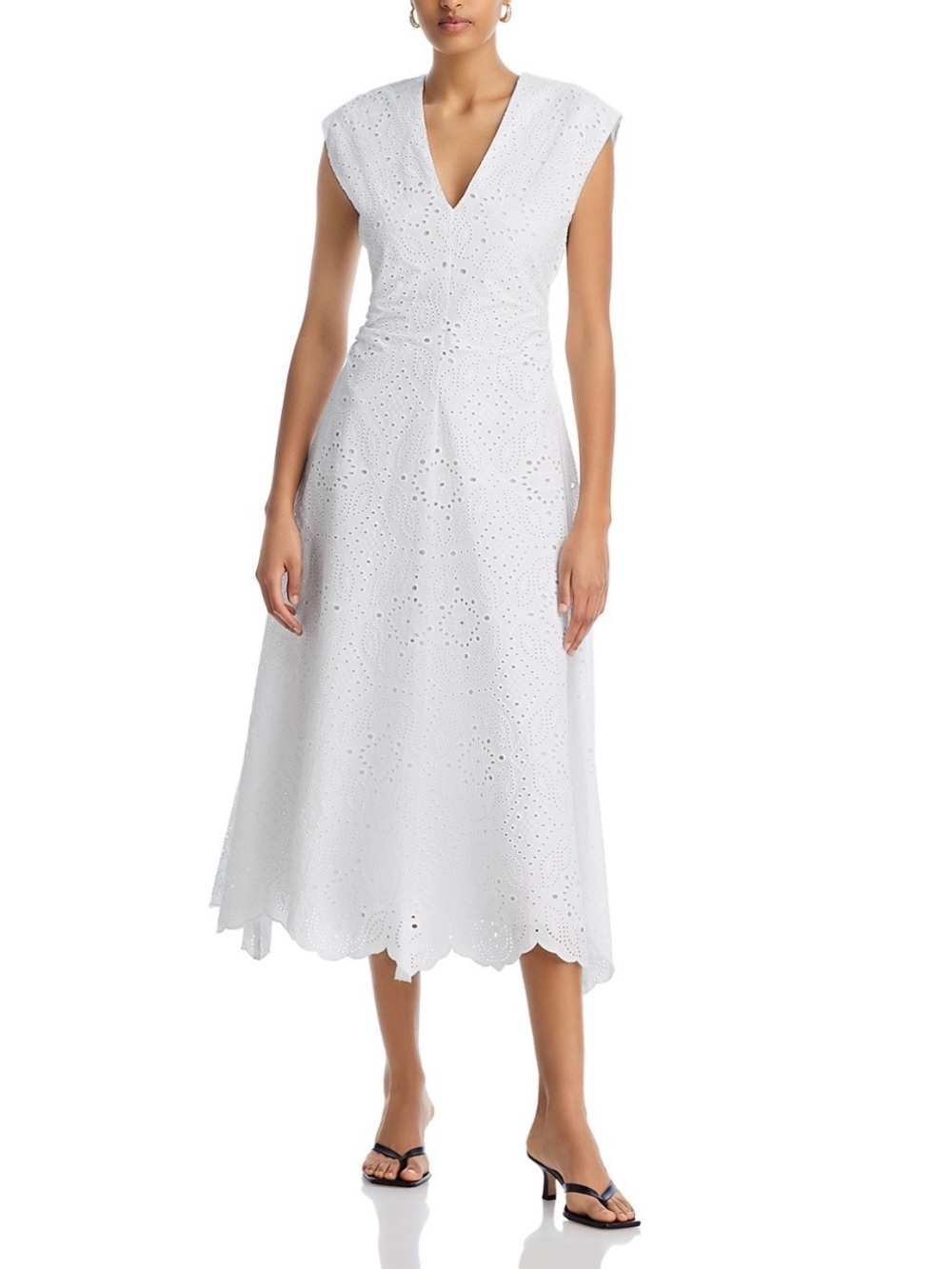 Veronica Beard Aven Eyelet Midi Dress White Size 6